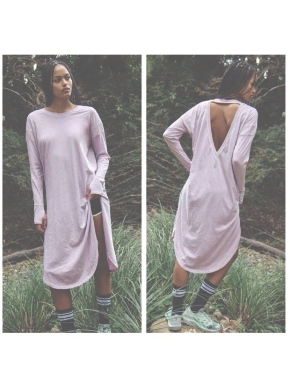 Free People FP MOVEMENT XS Purple Long Game Tunic Layer Thumbholes Athleisure